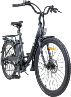 Myatu E-bike 26 Inch City Pedelec Voor Dames En Heren, Elektrische Fiets Met 12,5Ah Accu, 6 Versnellingen Shimano, Derailleur Versnellingen, Achter Motor 250 W-Zwart -Volare Shop 871x1200